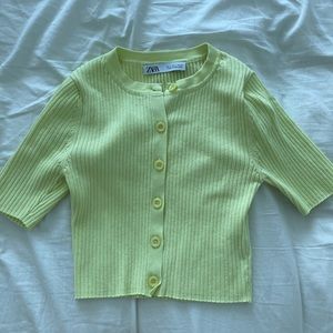 Zara lime button down cropped sweater